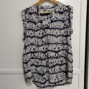 Antilia Femme White and Blue Striped Boho Top (XL)